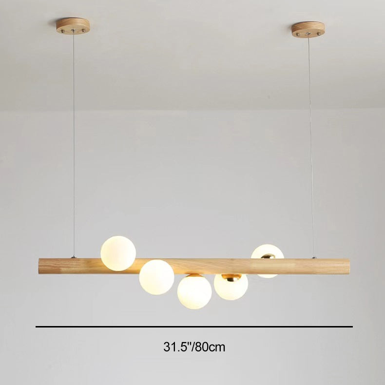 Contemporary Scandinavian Slim Cylinder Base Globe Shade Iron Glass 5/7 Light Chandelier Island Light For Dining Room