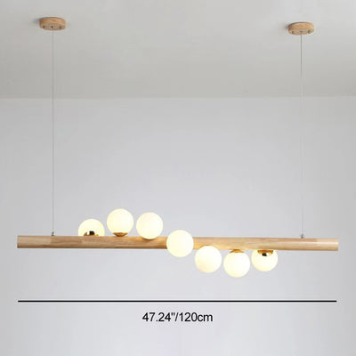 Contemporary Scandinavian Slim Cylinder Base Globe Shade Iron Glass 5/7 Light Chandelier Island Light For Dining Room