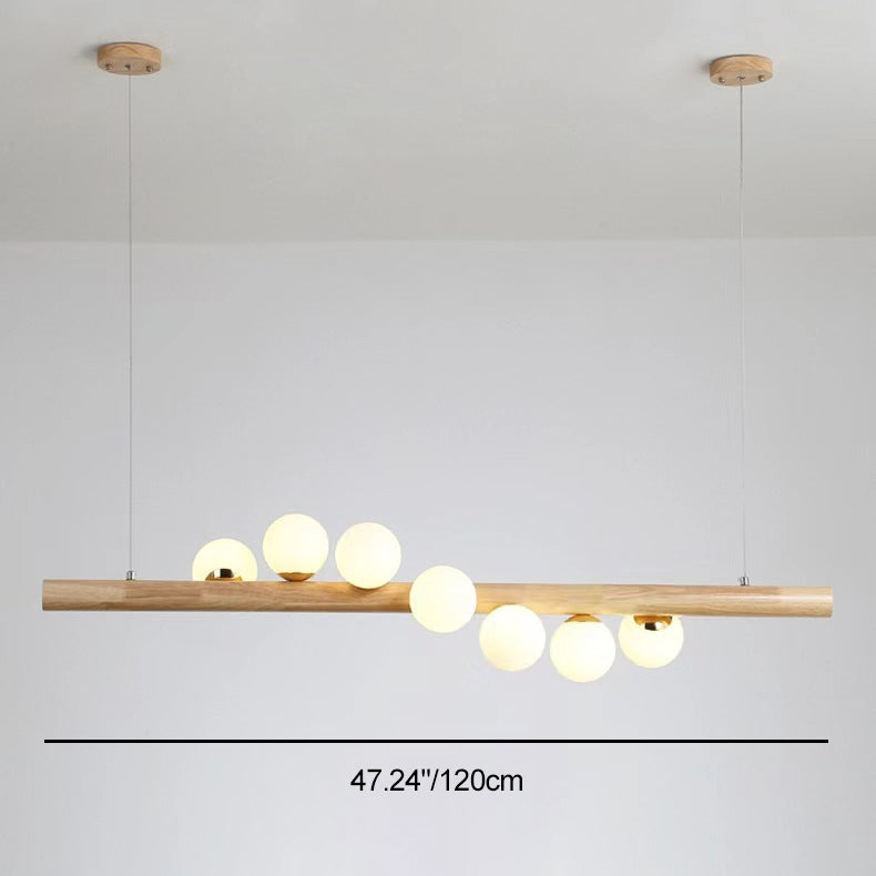Contemporary Scandinavian Slim Cylinder Base Globe Shade Iron Glass 5/7 Light Chandelier Island Light For Dining Room