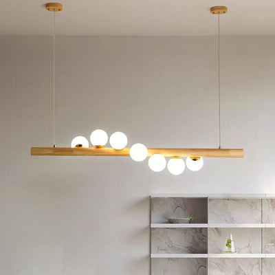 Contemporary Scandinavian Slim Cylinder Base Globe Shade Iron Glass 5/7 Light Chandelier Island Light For Dining Room