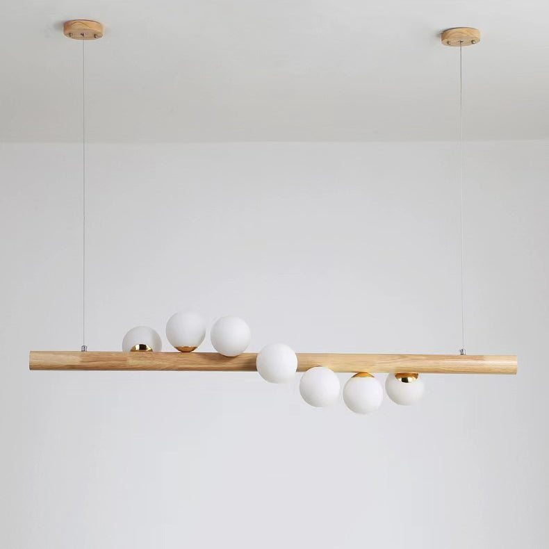Contemporary Scandinavian Slim Cylinder Base Globe Shade Iron Glass 5/7 Light Chandelier Island Light For Dining Room