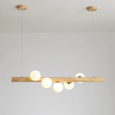 Contemporary Scandinavian Slim Cylinder Base Globe Shade Iron Glass 5/7 Light Chandelier Island Light For Dining Room
