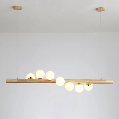 Contemporary Scandinavian Slim Cylinder Base Globe Shade Iron Glass 5/7 Light Chandelier Island Light For Dining Room