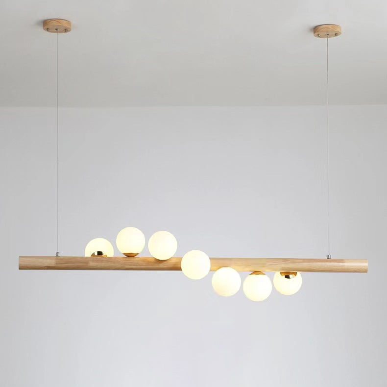 Contemporary Scandinavian Slim Cylinder Base Globe Shade Iron Glass 5/7 Light Chandelier Island Light For Dining Room