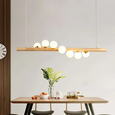 Contemporary Scandinavian Slim Cylinder Base Globe Shade Iron Glass 5/7 Light Chandelier Island Light For Dining Room