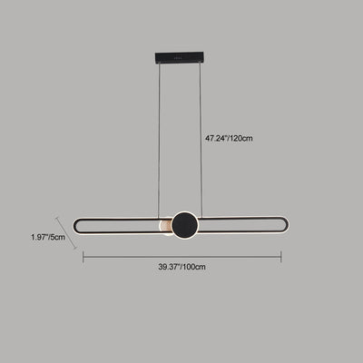 Modern Minimalist Oval Frame Iron Aluminum LED Dimmable Chandelier Island Light For Dining Room