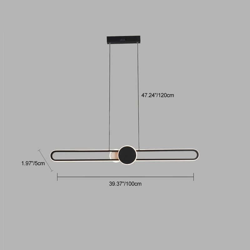 Modern Minimalist Oval Frame Iron Aluminum LED Dimmable Chandelier Island Light For Dining Room