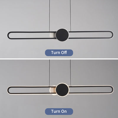 Modern Minimalist Oval Frame Iron Aluminum LED Dimmable Chandelier Island Light For Dining Room