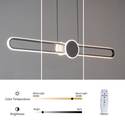 Modern Minimalist Oval Frame Iron Aluminum LED Dimmable Chandelier Island Light For Dining Room