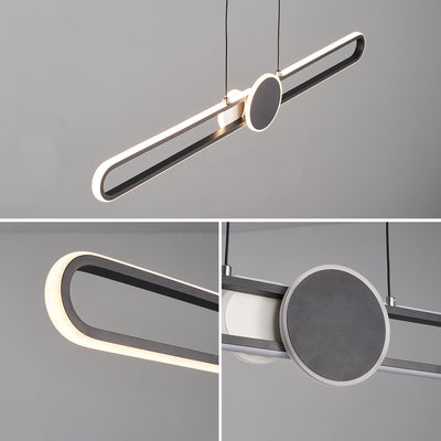 Modern Minimalist Oval Frame Iron Aluminum LED Dimmable Chandelier Island Light For Dining Room