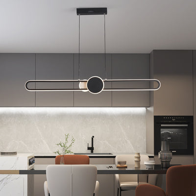 Modern Minimalist Oval Frame Iron Aluminum LED Dimmable Chandelier Island Light For Dining Room