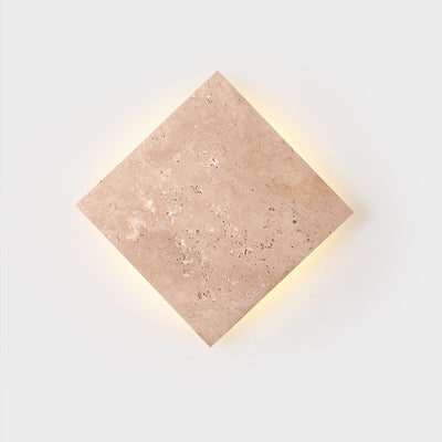 Traditional Japanese Wabi-Sabi Square Yellow Travertine LED Wall Sconce Lamp For Living Room