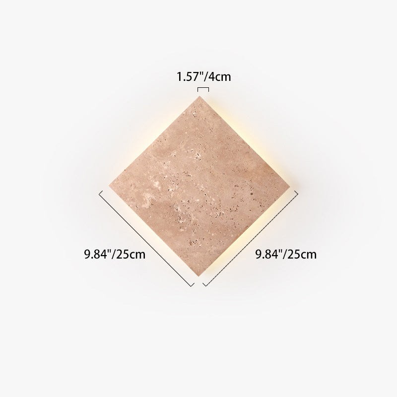 Traditional Japanese Wabi-Sabi Square Yellow Travertine LED Wall Sconce Lamp For Living Room