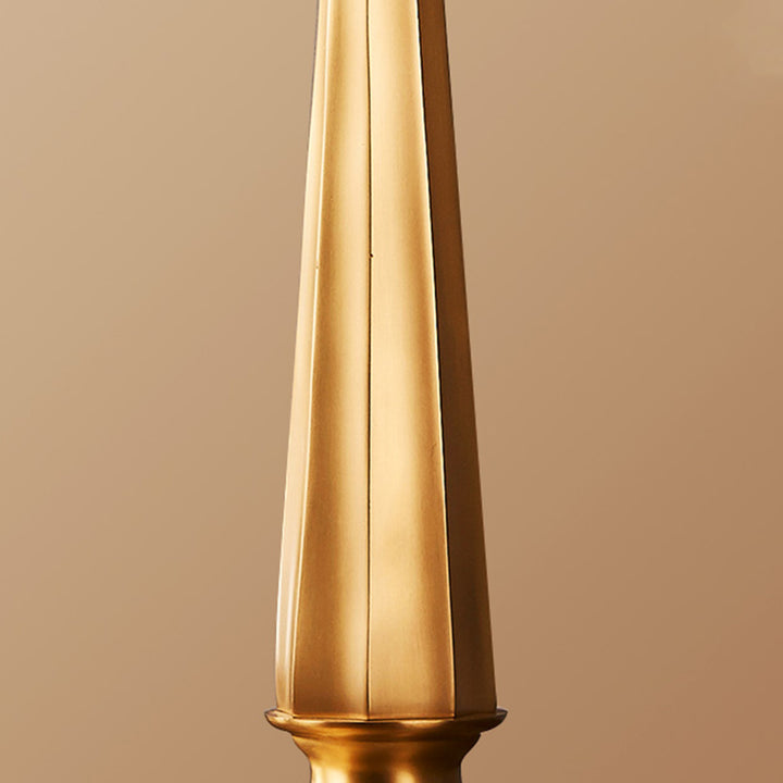 Traditional Farmhouse Tapered Fabric Shade Solid Brass Base 1-Light Table Lamp For Bedroom
