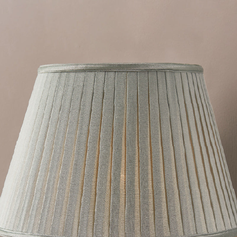 Traditional Farmhouse Tapered Fabric Shade Solid Brass Base 1-Light Table Lamp For Bedroom