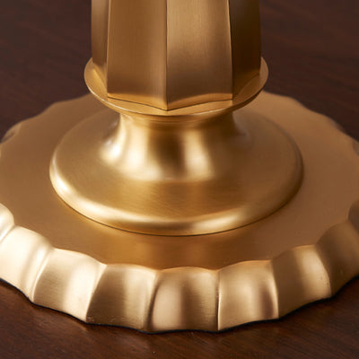 Traditional Farmhouse Tapered Fabric Shade Solid Brass Base 1-Light Table Lamp For Bedroom
