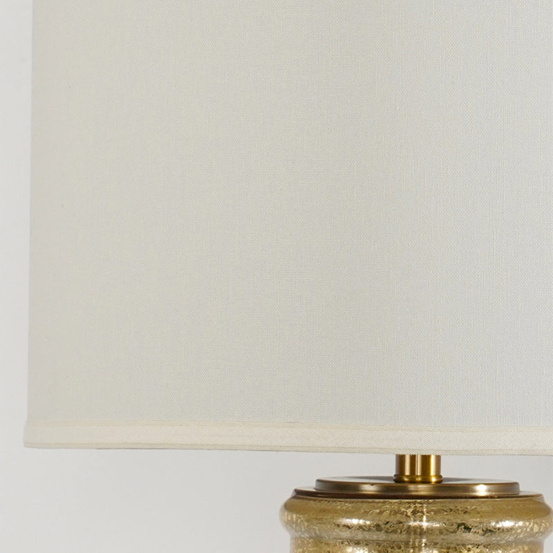 Contemporary Nordic Cylinder Fabric Shade Glass Metal Base 1-Light Table Lamp For Bedroom