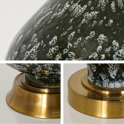 Modern Art Deco Tapered Fabric Shade Ceramic Metal Base 1-Light Table Lamp For Bedroom