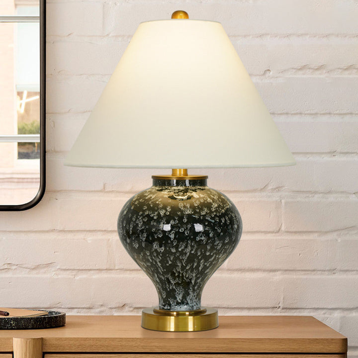 Moderne Art Deco Kegelförmige Stoffschirm Keramik Metallbasis 1-Licht Tischlampe Für Schlafzimmer 