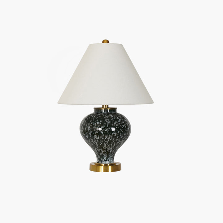Moderne Art Deco Kegelförmige Stoffschirm Keramik Metallbasis 1-Licht Tischlampe Für Schlafzimmer 