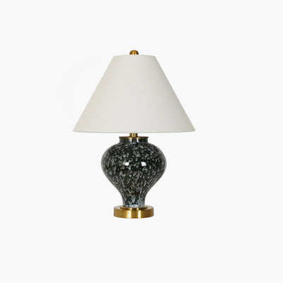 Modern Art Deco Tapered Fabric Shade Ceramic Metal Base 1-Light Table Lamp For Bedroom