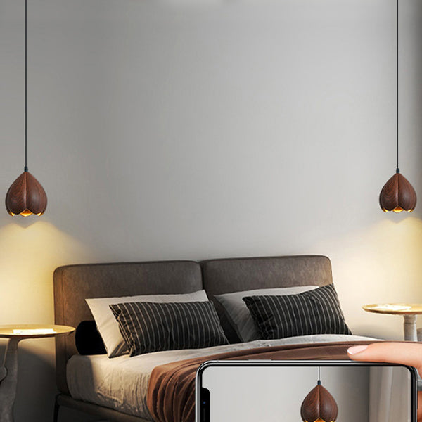 Traditional Japanese Wabi-Sabi Flower Bud Design Pendant Light In Resin 1-Light For Bedroom
