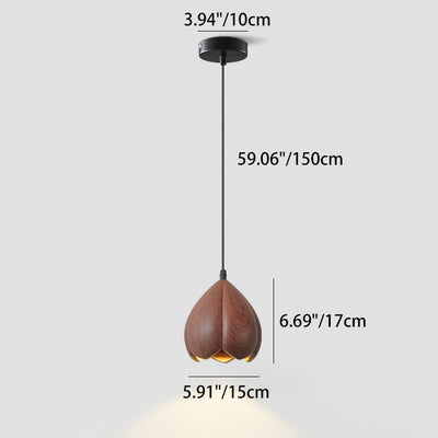 Traditional Japanese Wabi-Sabi Flower Bud Design Pendant Light In Resin 1-Light For Bedroom