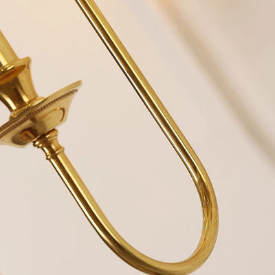Traditional European Candle-Shaped Brass Wall Sconce Lamp With Bow Base 1-Light For Hallway