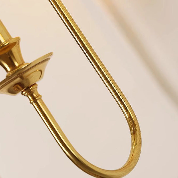 Traditional European Candle-Shaped Brass Wall Sconce Lamp With Bow Base 1-Light For Hallway