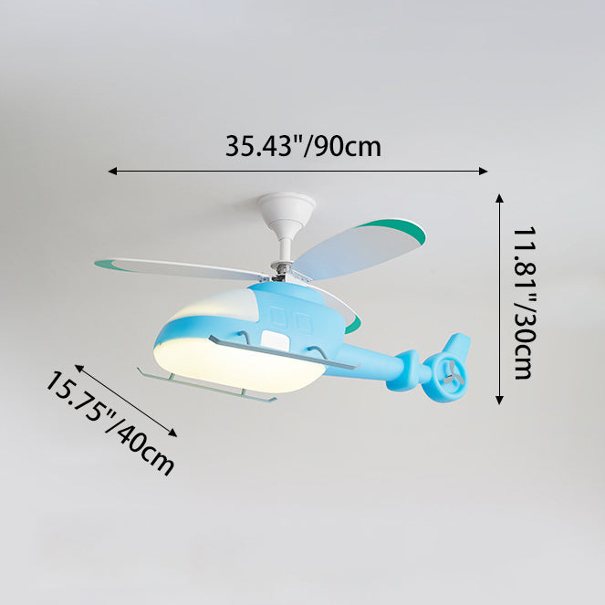 Moderno Minimalista Avión de Dibujos Animados para Niños Ventilador de Techo Semi-empotrado Luz de Hierro Acrílico Para Habitación de Niños 