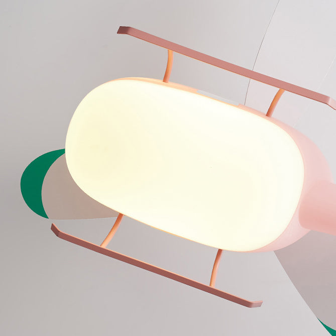 Modern Minimalist Kids Cartoon Airplane Semi-Flush Mount Ceiling Fan Light Iron Acrylic For Children&