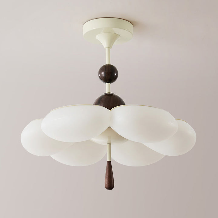 Plafonnier semi-encastré en fer acrylique à fleurs de couleur crème de style moderne mi-siècle pour chambre 