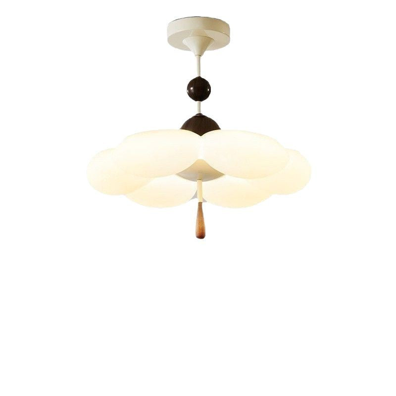 Modern Mid-Century Cream-Toned Flower Iron Acrylic Semi-Flush-Mount Ceiling Light For Bedroom