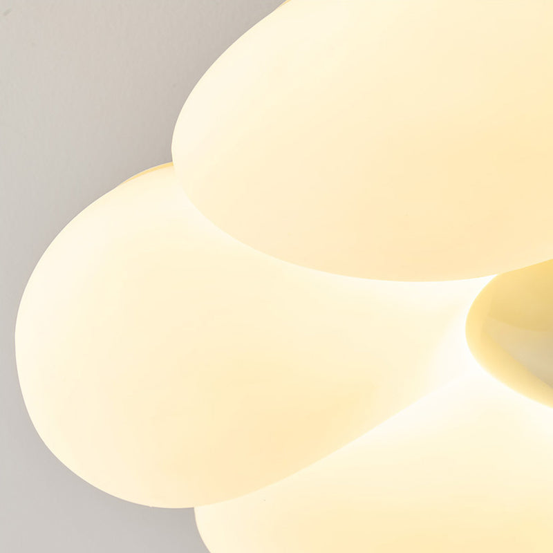 Modern Mid-Century Cream-Toned Flower Iron Acrylic Semi-Flush-Mount Ceiling Light For Bedroom