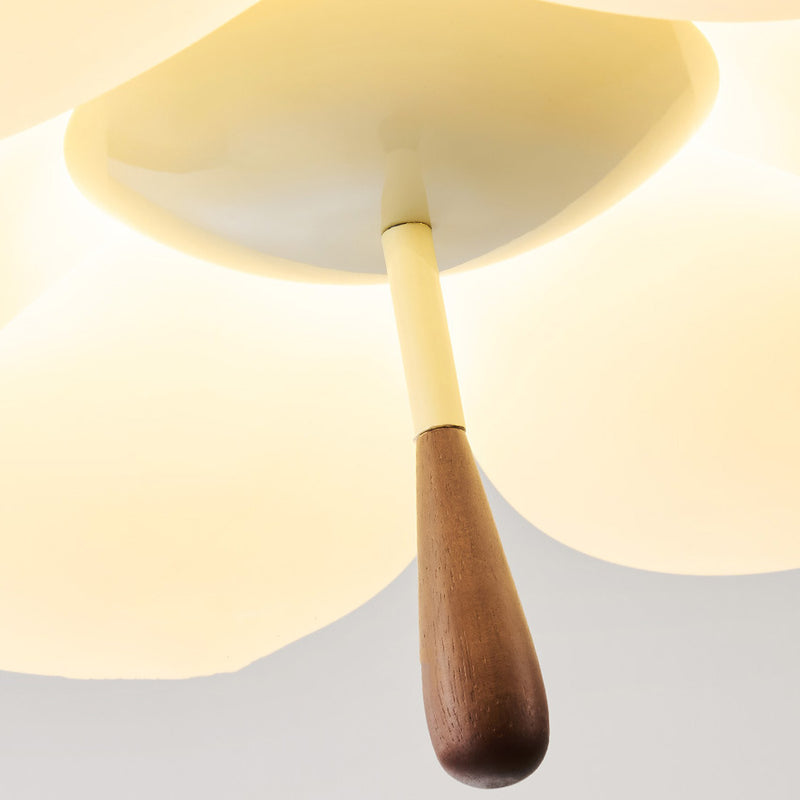 Modern Mid-Century Cream-Toned Flower Iron Acrylic Semi-Flush-Mount Ceiling Light For Bedroom