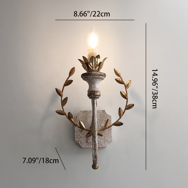 Traditionelles rustikales Fackeldesign Eisen Massivholz 1-Licht Wandleuchte für Schlafzimmer 