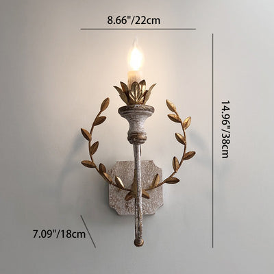 Traditional Rustic Torch Design Iron Solid Wood 1-Light Wall Sconce Lamp For Bedroom