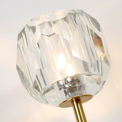 Contemporary Scandinavian Diamond-Shaped Crystal Wall Sconce Lamp With Iron Base 1-Light For Bedroom