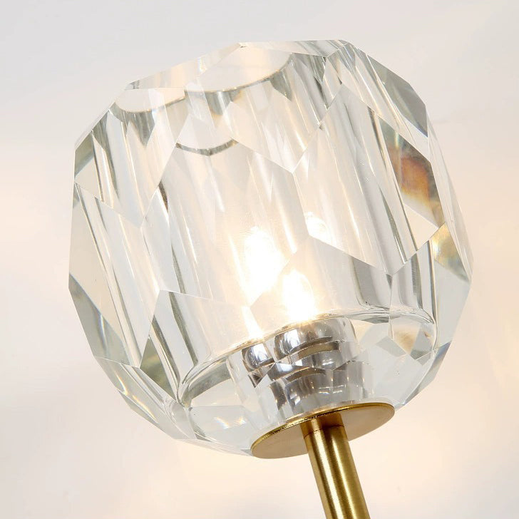 Contemporary Scandinavian Diamond-Shaped Crystal Wall Sconce Lamp With Iron Base 1-Light For Bedroom