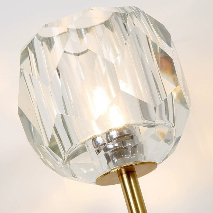 Contemporary Scandinavian Diamond-Shaped Crystal Wall Sconce Lamp With Iron Base 1-Light For Bedroom