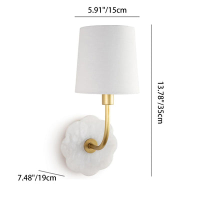 Modern Minimalist Cylinder Fabric Shade Table Lamp With Brass Base 1-Light For Bedroom