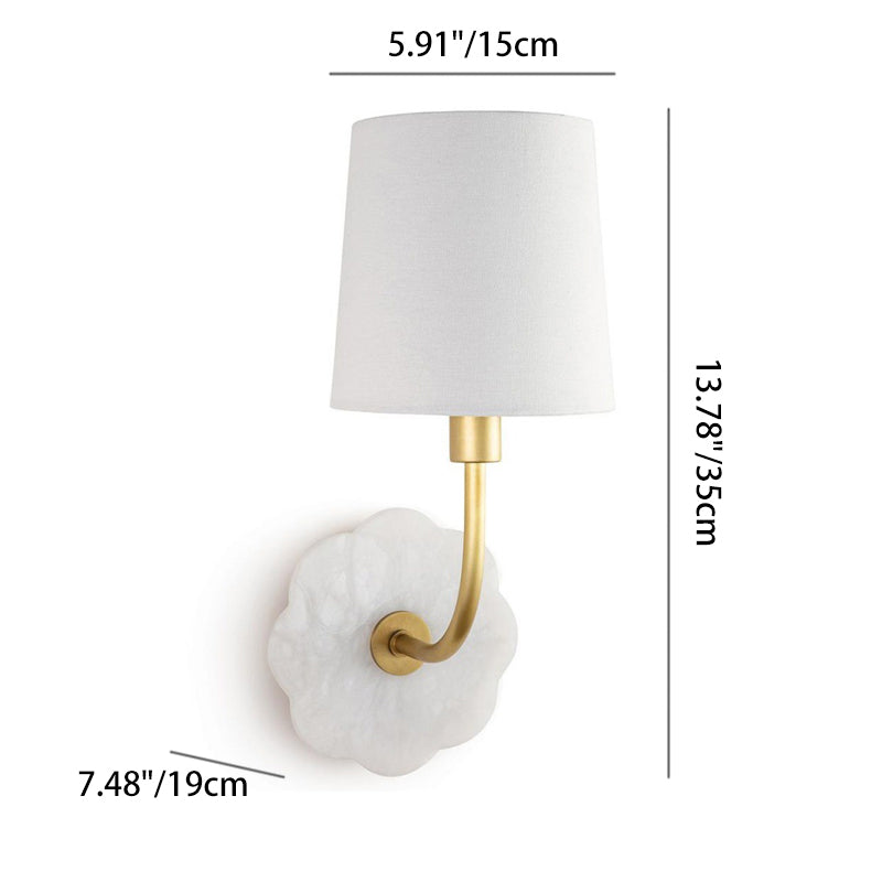 Modern Minimalist Cylinder Fabric Shade Table Lamp With Brass Base 1-Light For Bedroom