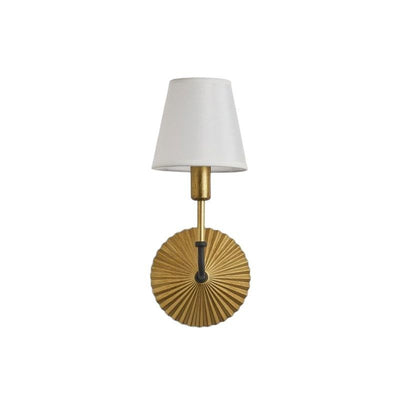 Traditional Rustic Tapered Fabric Shade Wall Sconce Lamp With Metal Base 1-Light For Bedroom