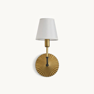 Traditional Rustic Tapered Fabric Shade Wall Sconce Lamp With Metal Base 1-Light For Bedroom