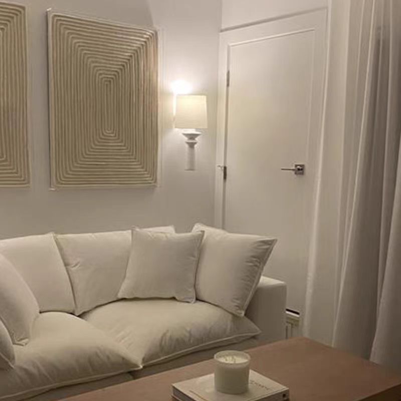 Traditional French Cylinder Fabric Shade Wall Sconce Lamp With Iron Arm 1-Light For Living Room