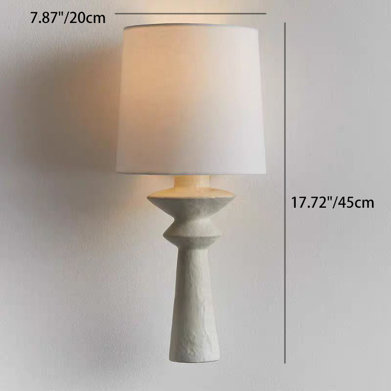 Traditional French Cylinder Fabric Shade Wall Sconce Lamp With Iron Arm 1-Light For Living Room