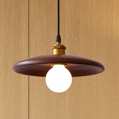 Traditional Chinese Round Iron Glass 1-Light Pendant Light For Living Room