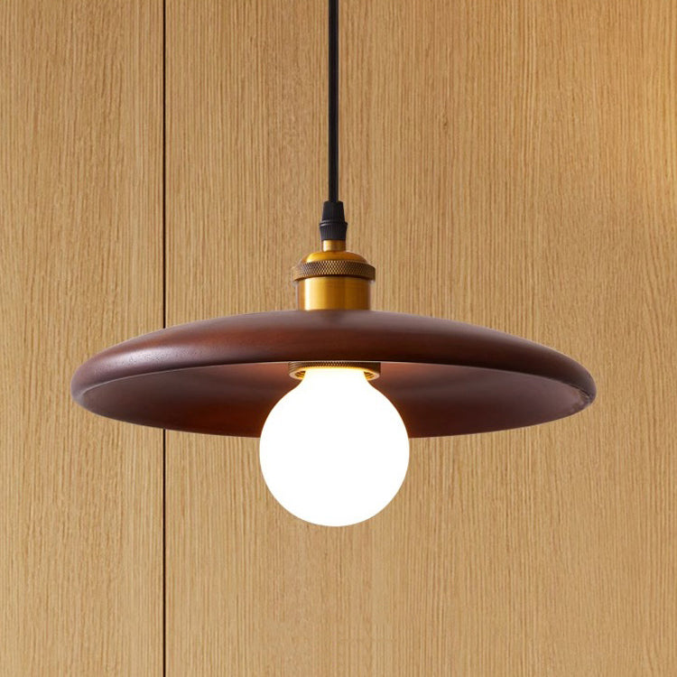 Traditional Chinese Round Iron Glass 1-Light Pendant Light For Living Room