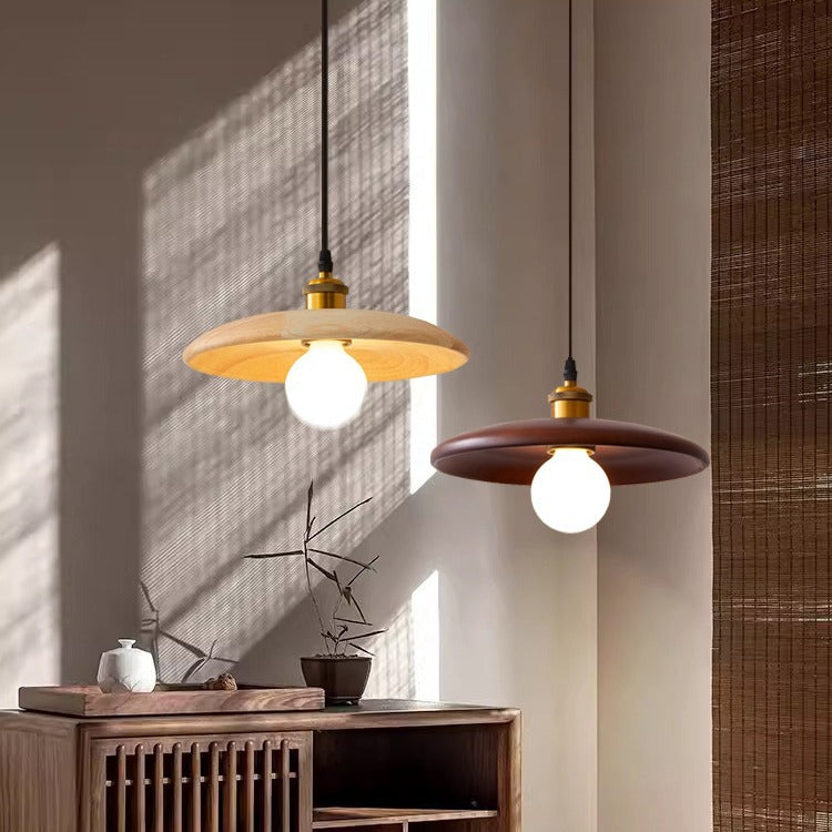 Traditional Chinese Round Iron Glass 1-Light Pendant Light For Living Room