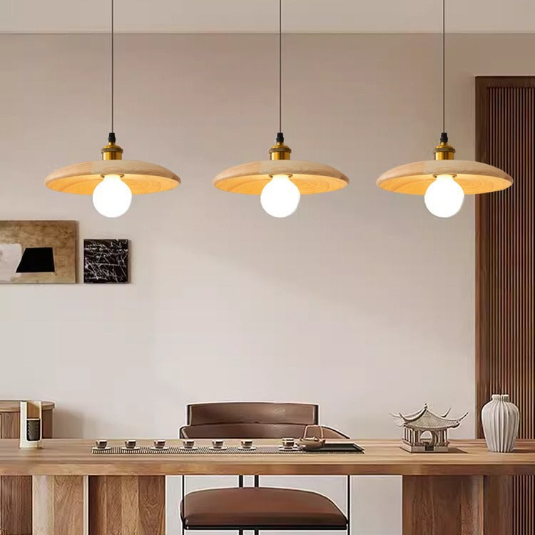 Traditional Chinese Round Iron Glass 1-Light Pendant Light For Living Room